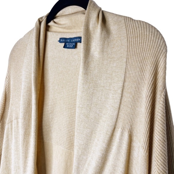 RALPH LAUREN Knit Cardigan Sweater with Long Front Size M / L in Heather Camel - Picture 3 of 16